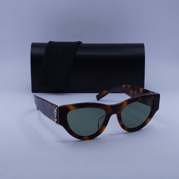 Saint Laurent SL M94/F 002 Cat Eye Sunglasses - Havana/Green - Picture 1 of 12